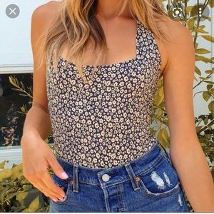 free people halter floral bodysuit